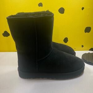 Ugg Boots Black Suede Womens 9 Cozy Boots | Faux Fur Lined Mid Calf